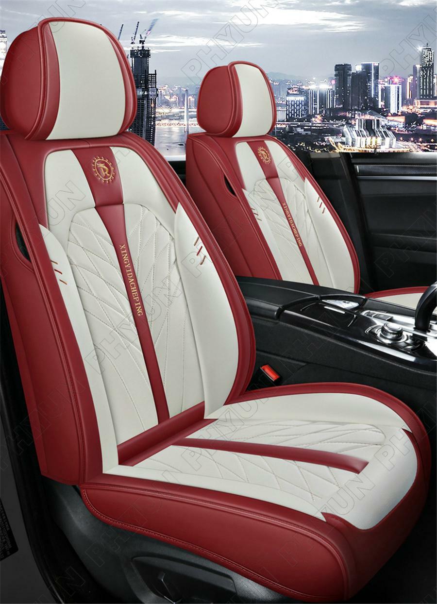 ya 12 5.22 Red + white wear-resistant leather front and rear 5- for SEAT car for SEAT cover universal