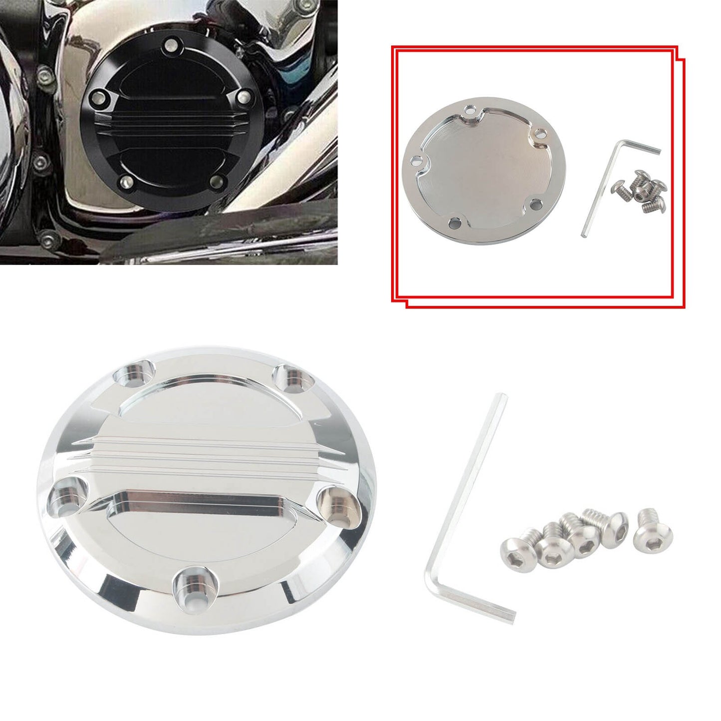 ya 1 7.4 Chrome Timer Timing Cover for Harley Twin Cam 99-17 Dyna Electra Glide Road King