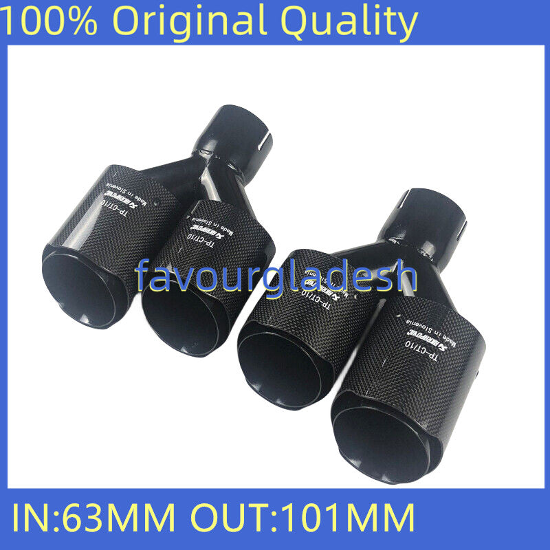 ya 4 6.17.2 2PCS ID:2.5 63mm OD:4.0 101mm Akrapovic Carbon Fiber Tip Dual Pipe