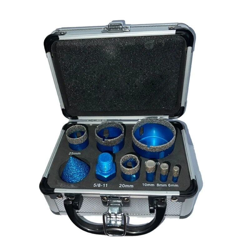 ya 25 9Pcs Threaded Dry Diamond Vacuum Brazed Drill Bit Set Ceramic Tile Hole
