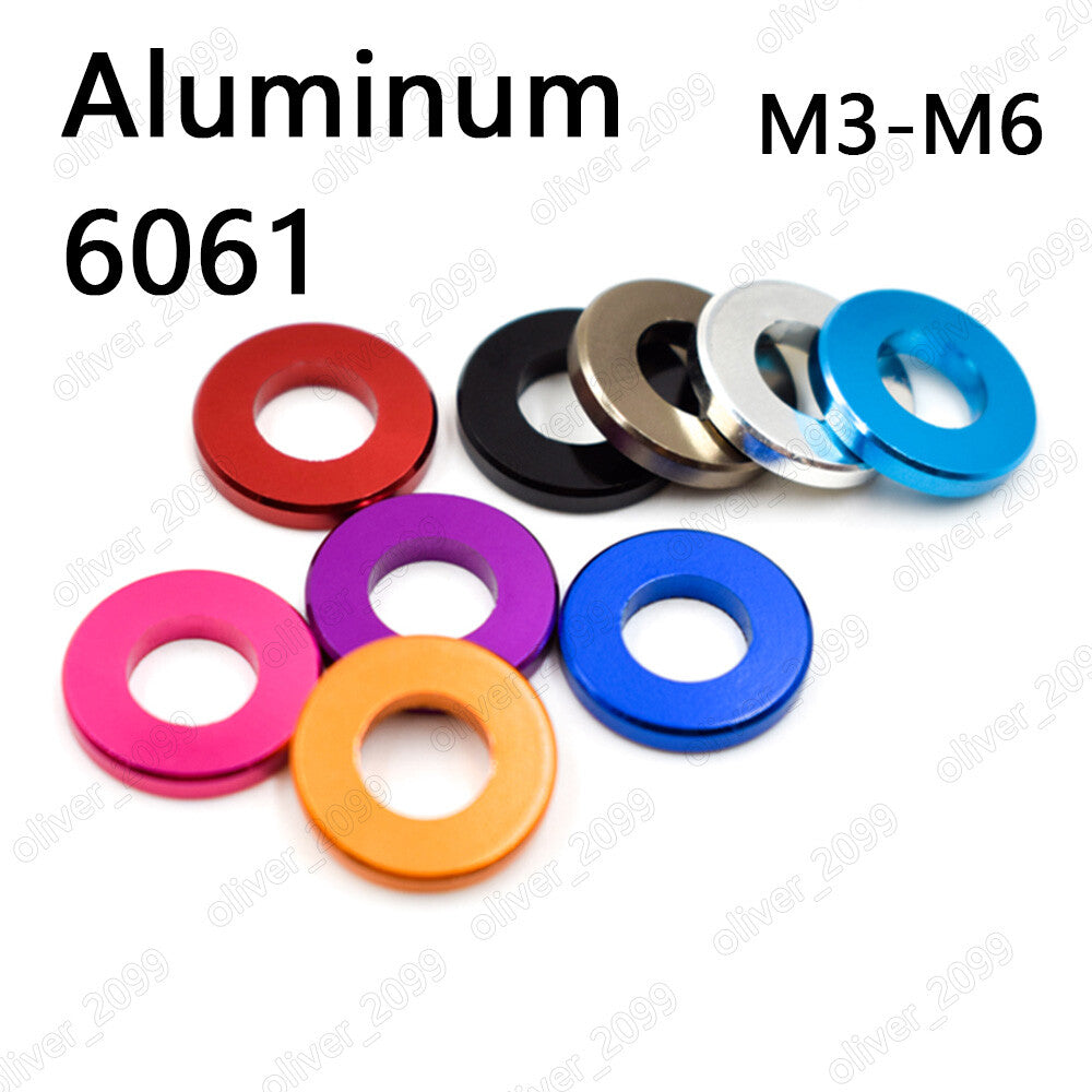 Multi-colored Aluminum 6061 Flat Washers M3 M4 M5 M6