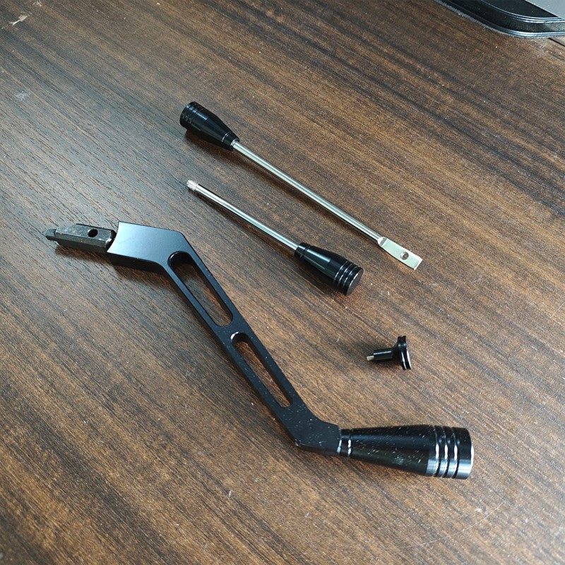 ya 12 5.22 Column Shifter Turn Signal Lever Hazard Tilt Kit Aluminum For GM 1967-94 Black-