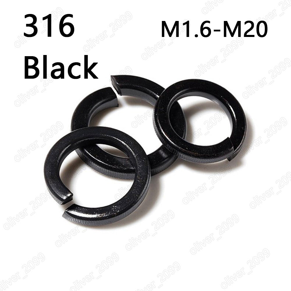 Black 316 Stainless Steel Spring Lock Washers M1.6 M2 M3 M4 M5 M6 M8 M10 M12 M20