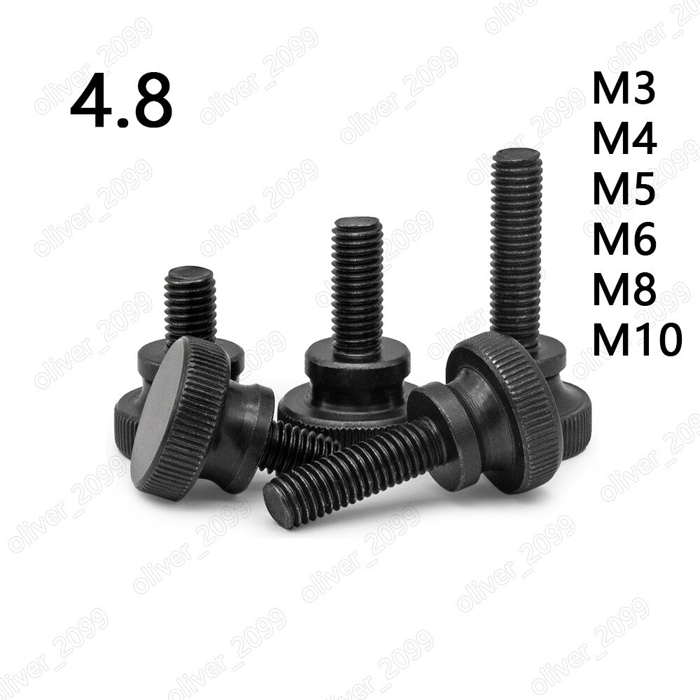 Black 4.8 Steel Knurled Thumb Screws M3 M4 M5 M6 M8 M10