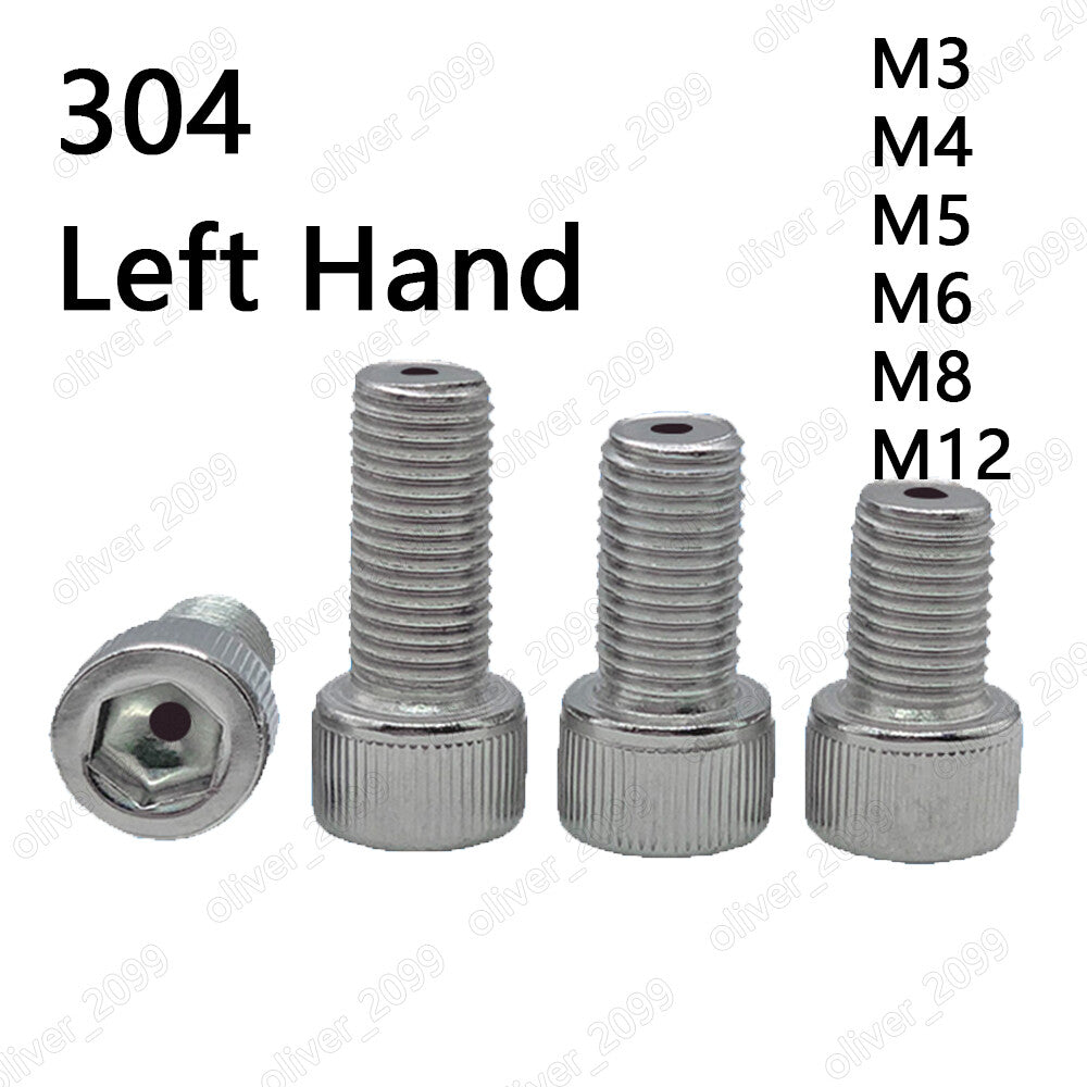 Left Hand Thread 304 Stainless Steel Hex Socket Head Cap Hollow Screws M3 M4-M12