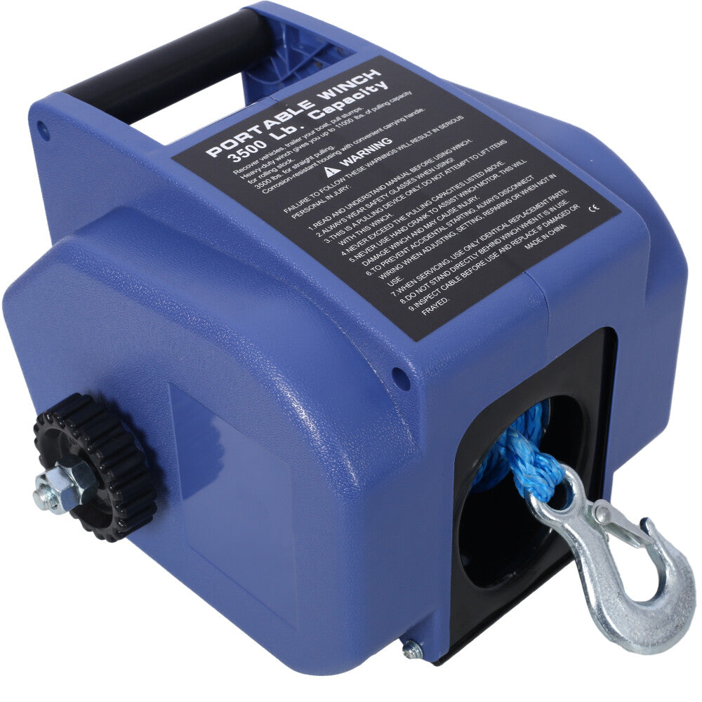 ya 28 12v Electric Reversible Trailer Winch 6000LBS Synth Rope w/Pulley Hook Blue