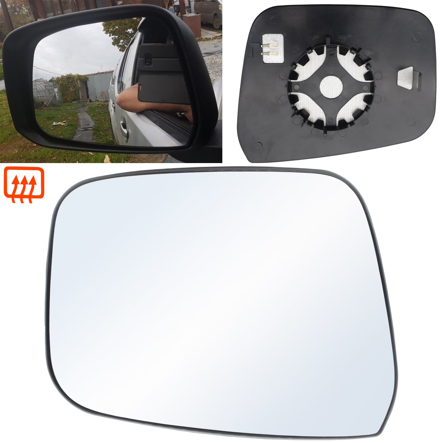 ya 3 6.25.2 Passenger Side Wing Mirror Glass Heated for Nissan Navara D40 Pathfinder 2007-13