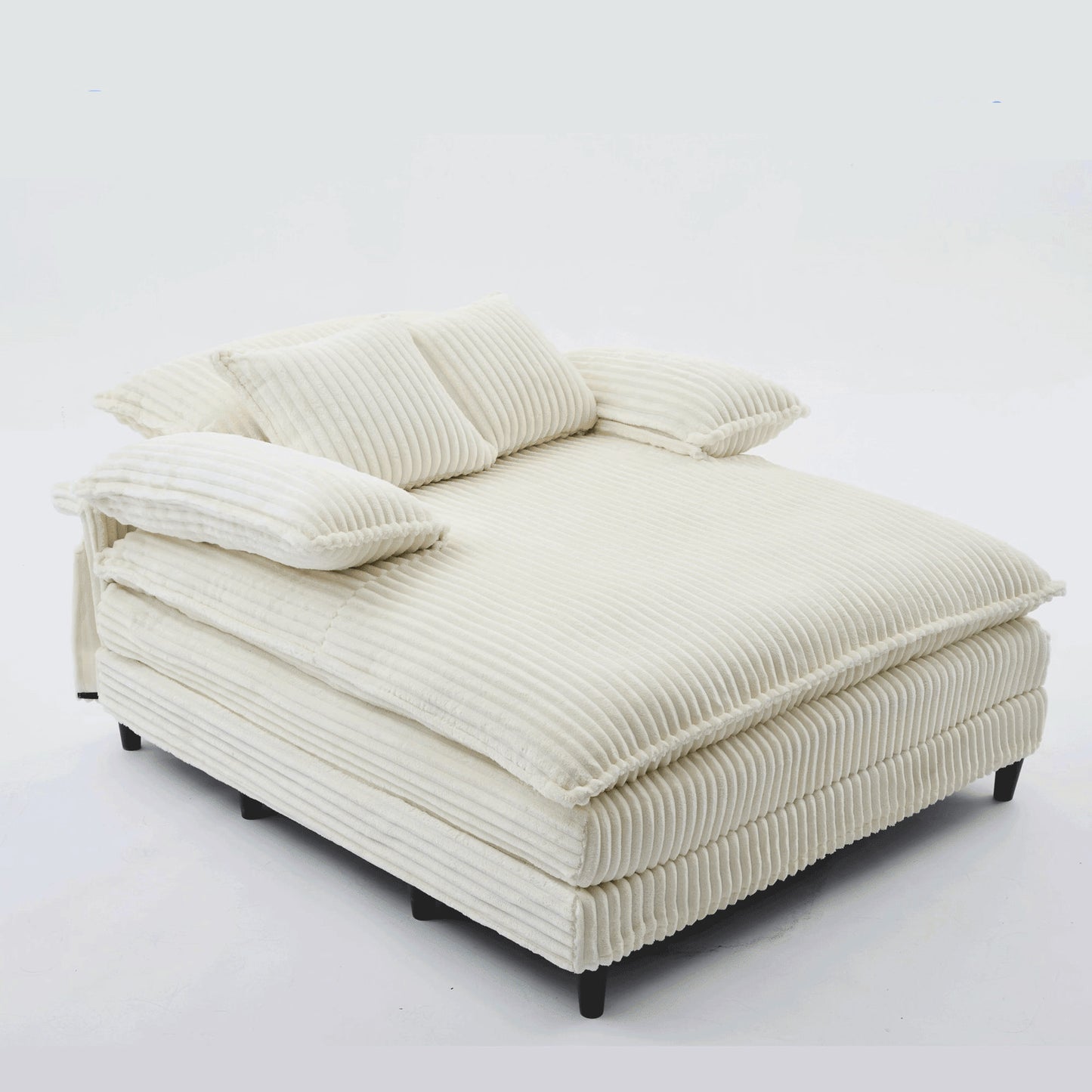 ya 28 For Living Room 54.75W Chaise Lounge, 4-Gear Adjust, 2 Pillows, Beige Sofa Bed