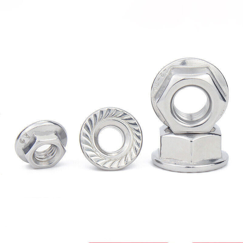 Stainless Steel Reverse Thread Flange Nut, M5-M10 (A2) - Hexagonal, Rotates Left