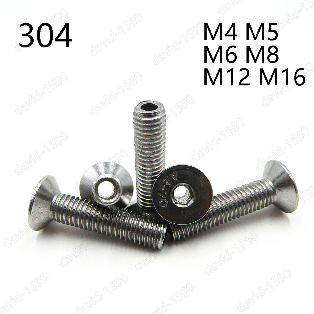 M4 M5 M6 M8 M10 Stainless Steel Hex Socket Countersunk Head Hollow Screws Bolt