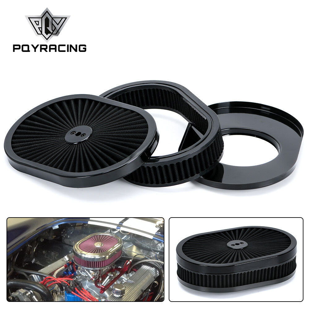 ya 1 7.2 12 Oval Air Cleaner For 5-1/8 Carb Neck Diameter Holley Rochester Full Black