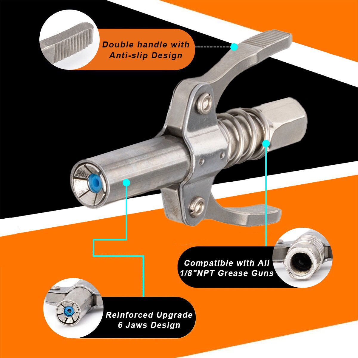ya 1 8.5.1 Double Handle High Pressure Quick Release Lock Oil Nozzle Grease Coupler