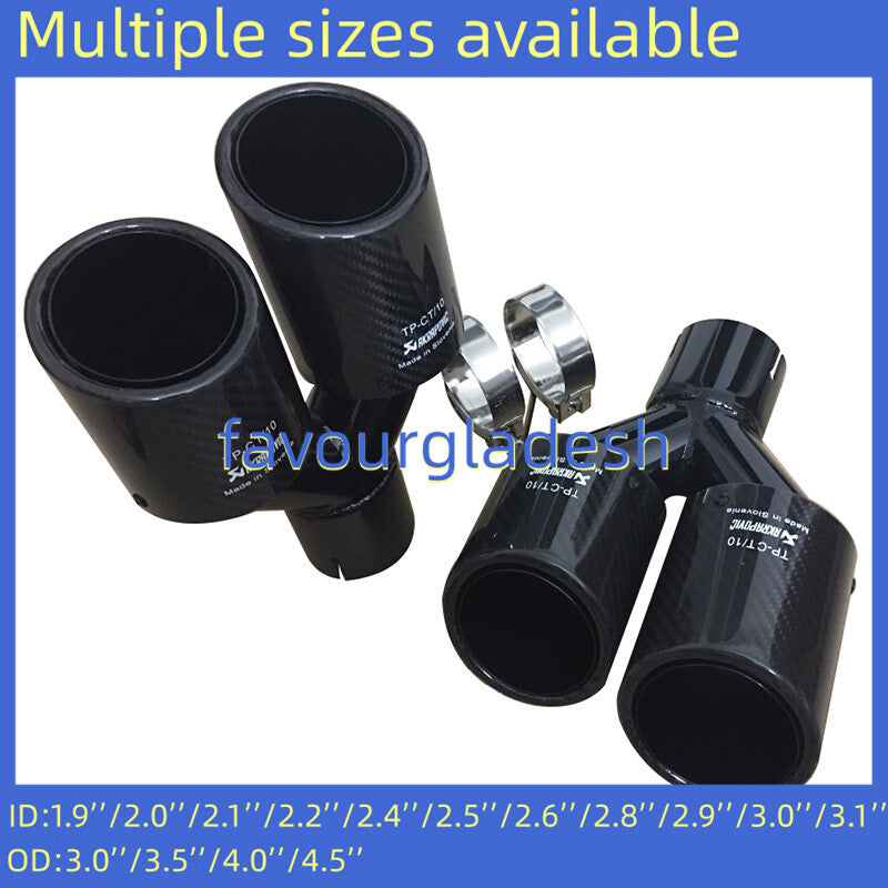 ya 4 6.17.2 2X Akrapovic Glossy Carbon Fiber Tip Dual Pipe Muffler OUT:76 89 101 114