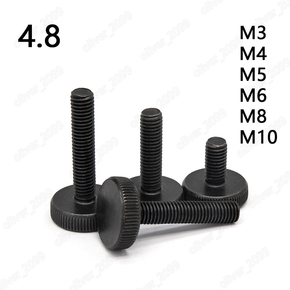 Black 4.8 Steel Knurled Screws M3 M4 M5 M6 M8 M10