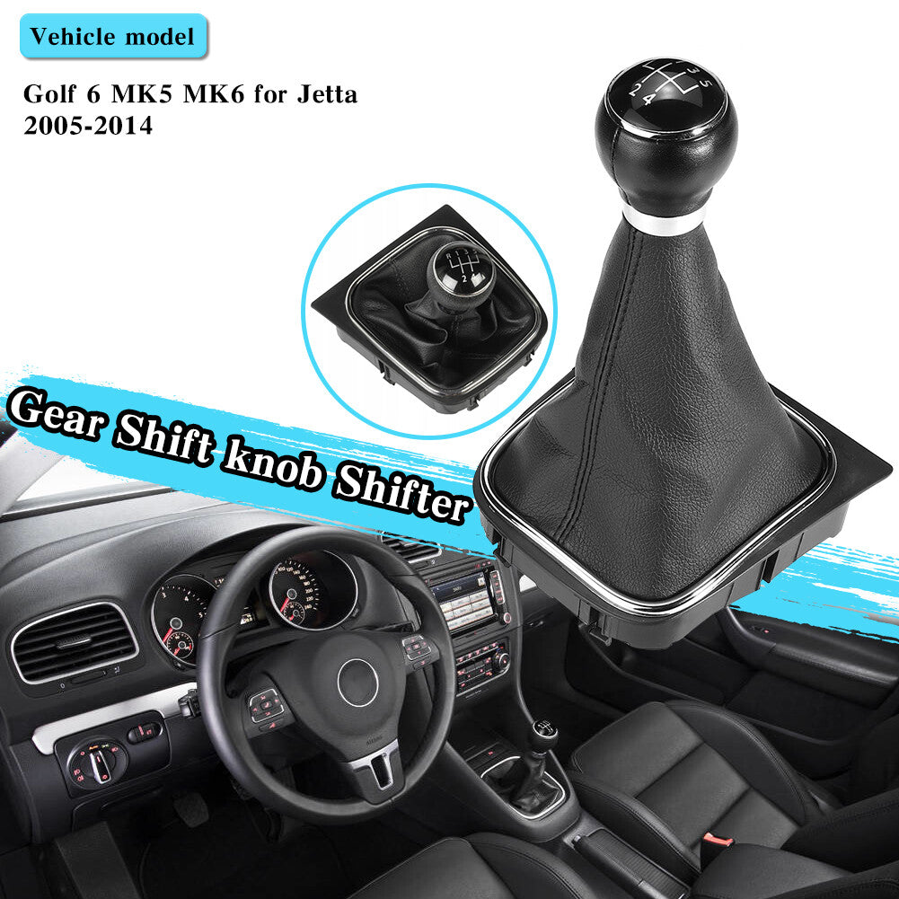 ya 11 6.5 5 Speed Car Gear Shift Knob Gear stick Gaiter Boot Kit For 6 MK5 MK6 2005?2014