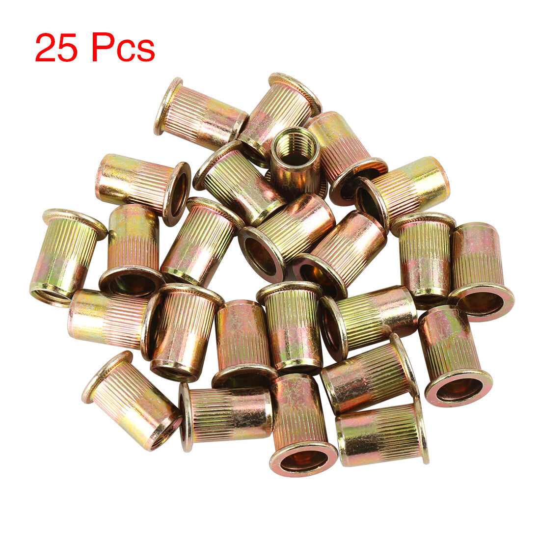 ya 2 7.15 25 Pcs M10 Zinc Plated Carbon Steel Car Flat Head Rivet Nut Threaded Insert