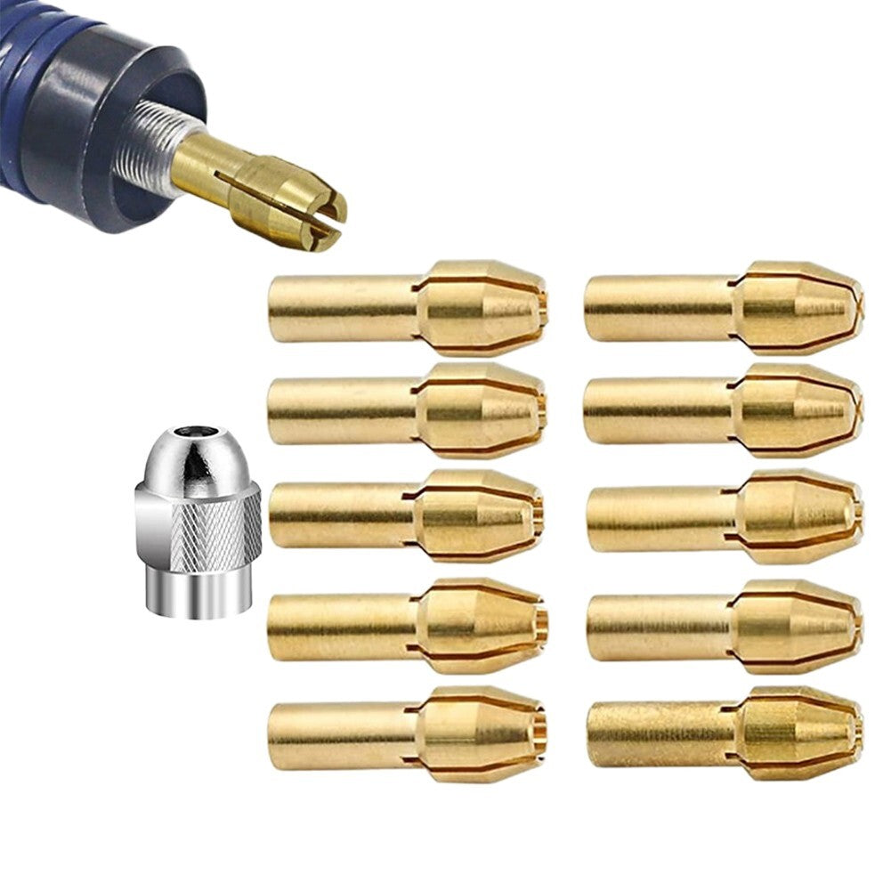 ya 25 Easy to Use 10pcs Brass Collet Chucks for Effortless Drill Bit Changes