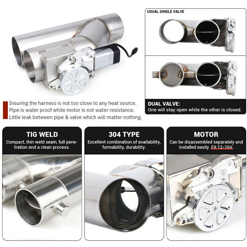 ya 5 6.16.2 2.5 Dual Electric Dual Valve Y-Pipe Kit with Manual Control and Remote Switch