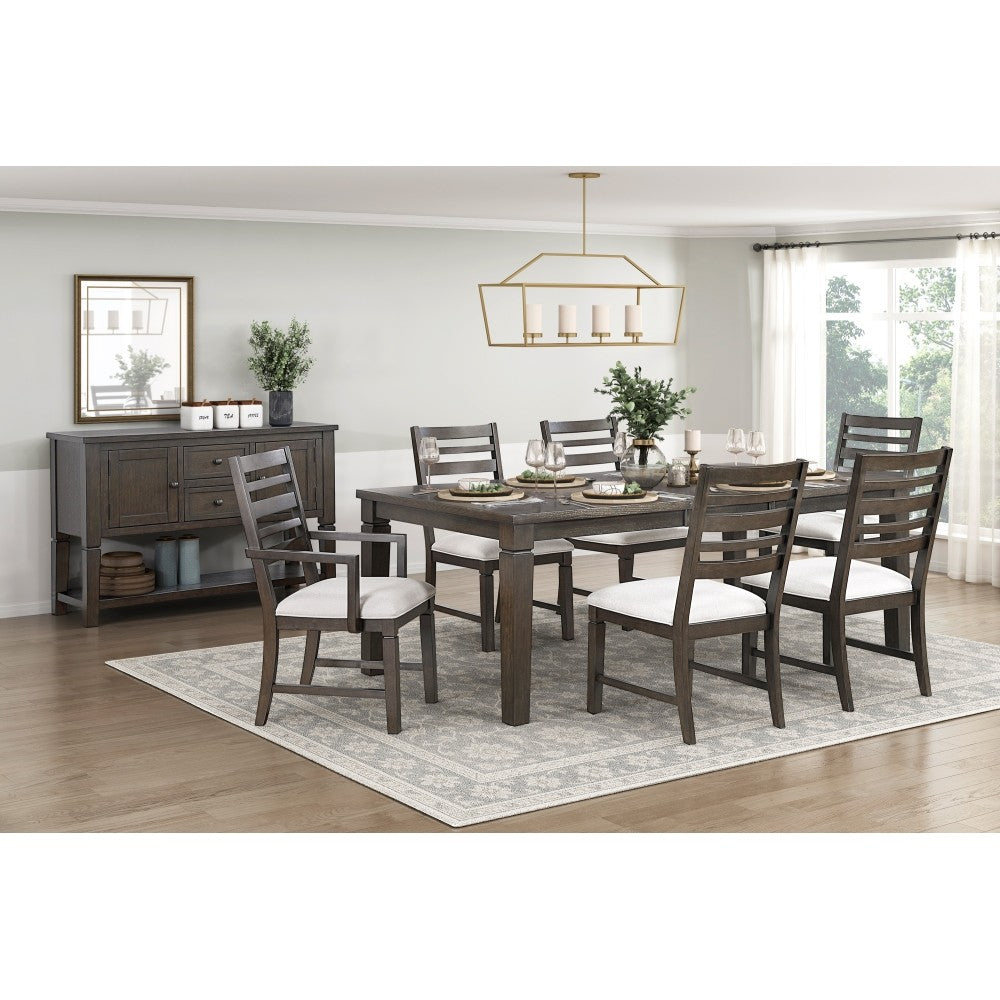 ya 28 7pc Dark Espresso Classic Dining Set - Table (Extension Leaf), 6Pc Arm Chairs