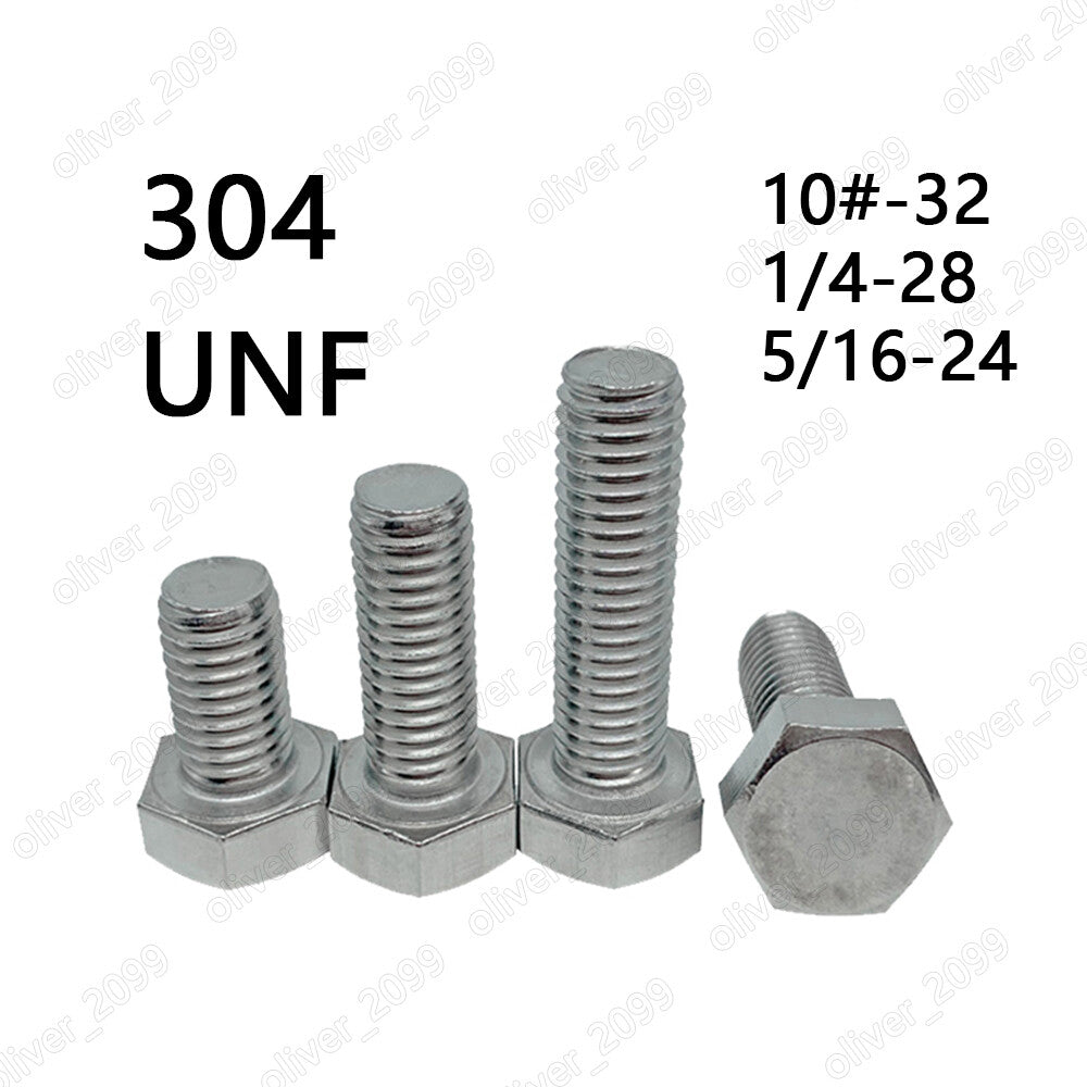 Fine Thread 304 Stainless Steel Hexagon Bolt Hex Head Cap Screws 10# 1/4 5/16