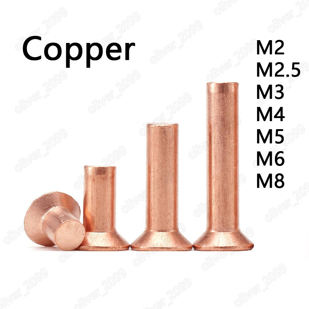 Pure Copper Countersunk Head Rivets M2 M2.5 M3 M4 M5 M6 M8