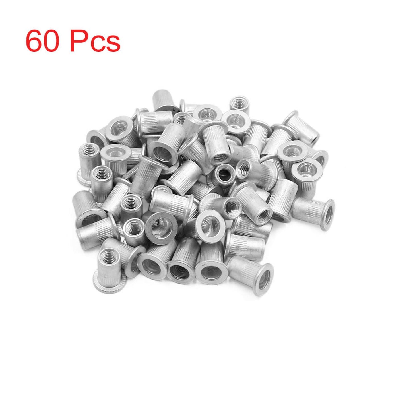 ya 2 7.15 60pcs M6 Silver Tone Flat Head Rivet Nut Insert for Car Vehicle