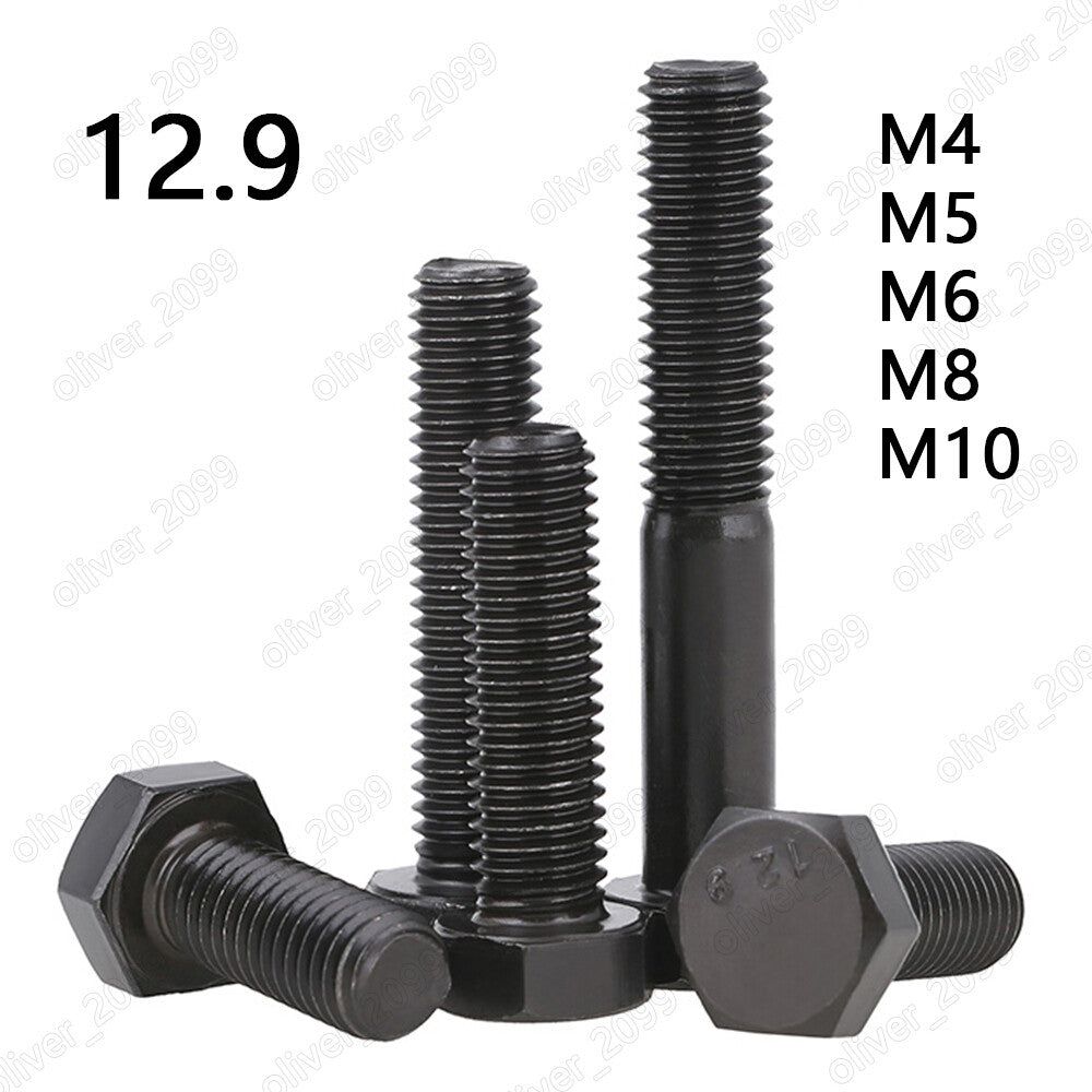 Black 12.9 Steel Hexagon Bolts Hex Head Cap Screws DIN933 M4 M5 M6 M8 M10