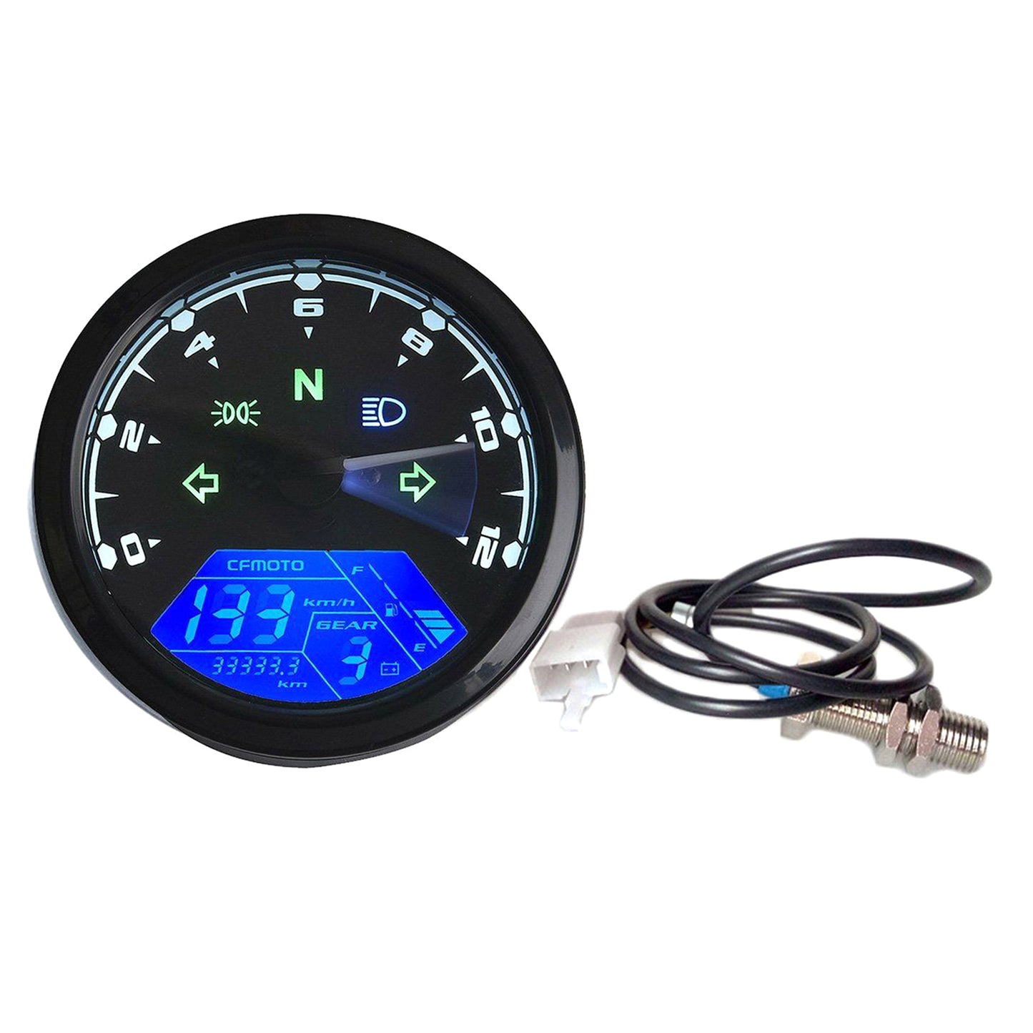 ya 2 6.29 12000RPM 6 Gear Universal Motorcycle LCD Digital 199km/h Speedometer U5K1