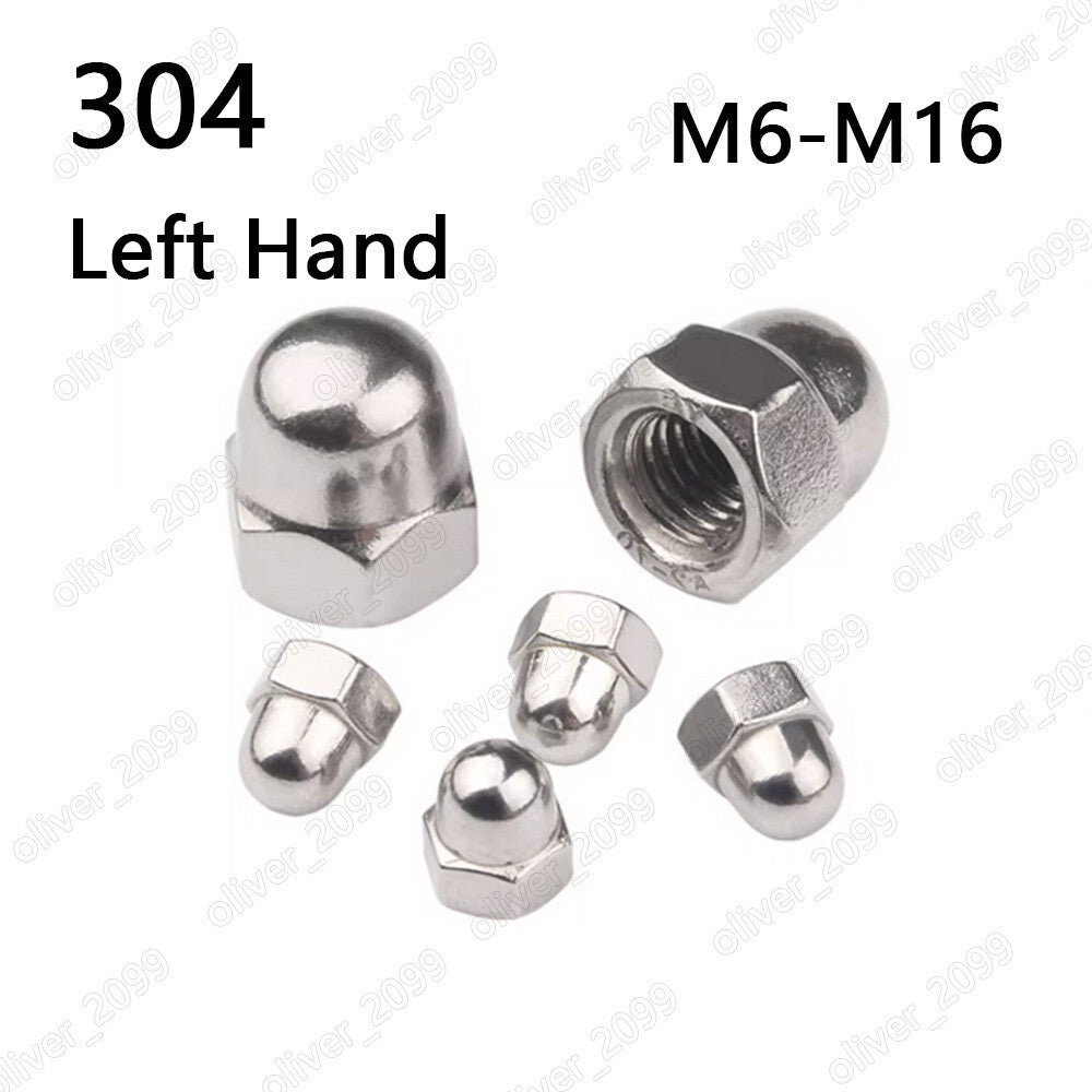 Left Hand 304 Stainless Steel Hex Cap Nuts Hex Acorn Nuts M6 M8 M10 M12 M16