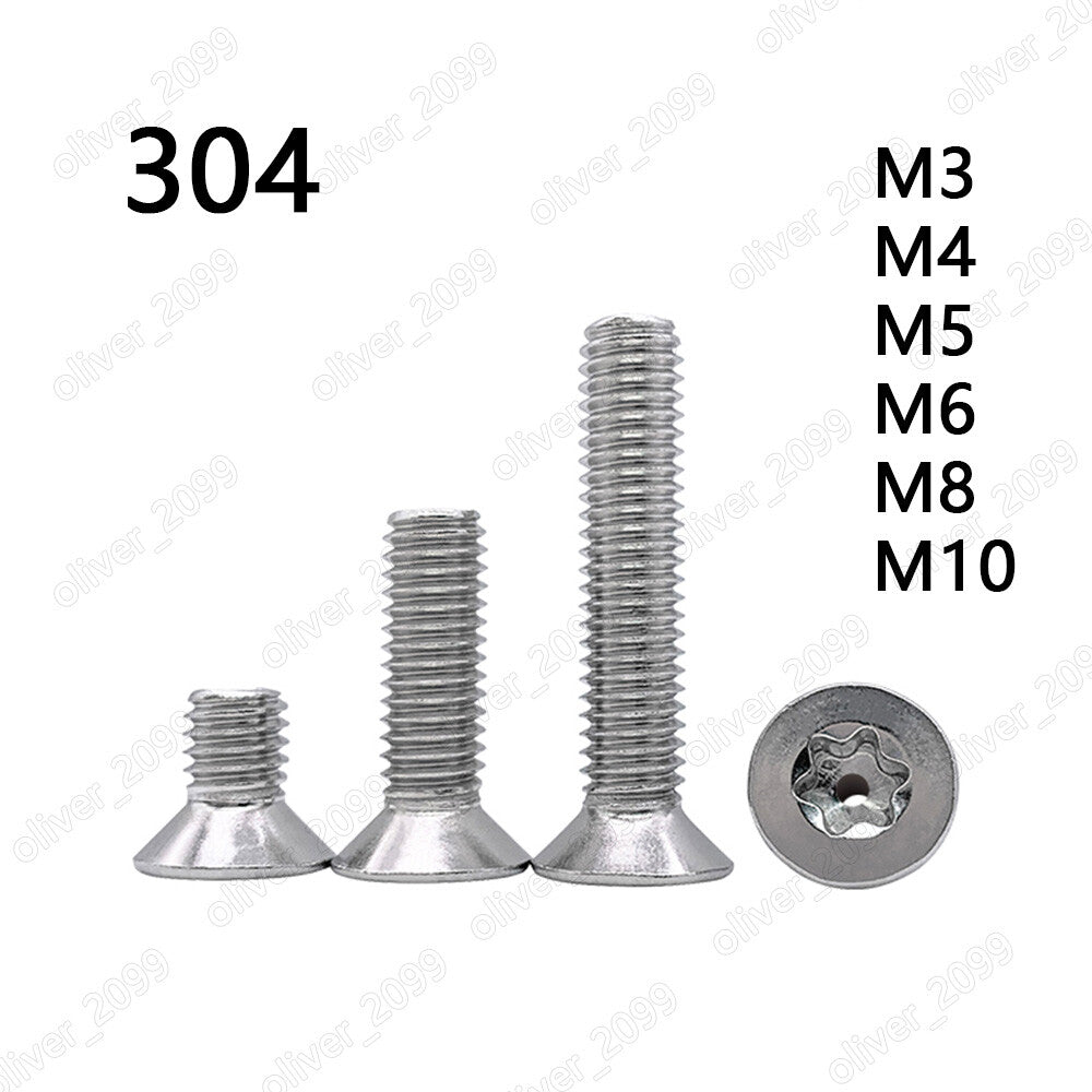 304 Stainless Steel Torx Socket Countersunk Head Hollow Screw M3 M4 M5 M6 M8 M10