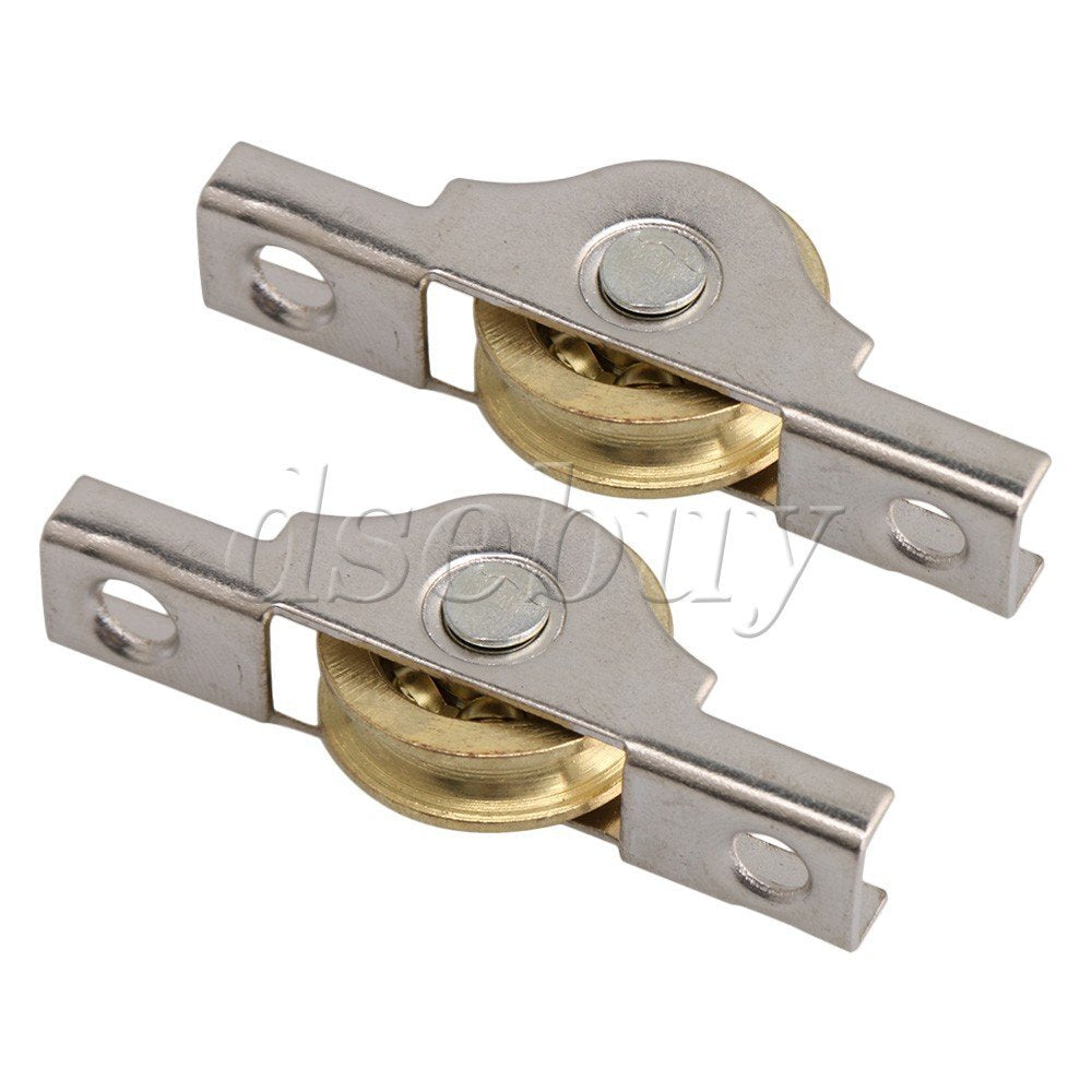 ya 14 20xWardrobes Cabinet Door Copper Slotted Sliding Roller Wheel 20mm Dia
