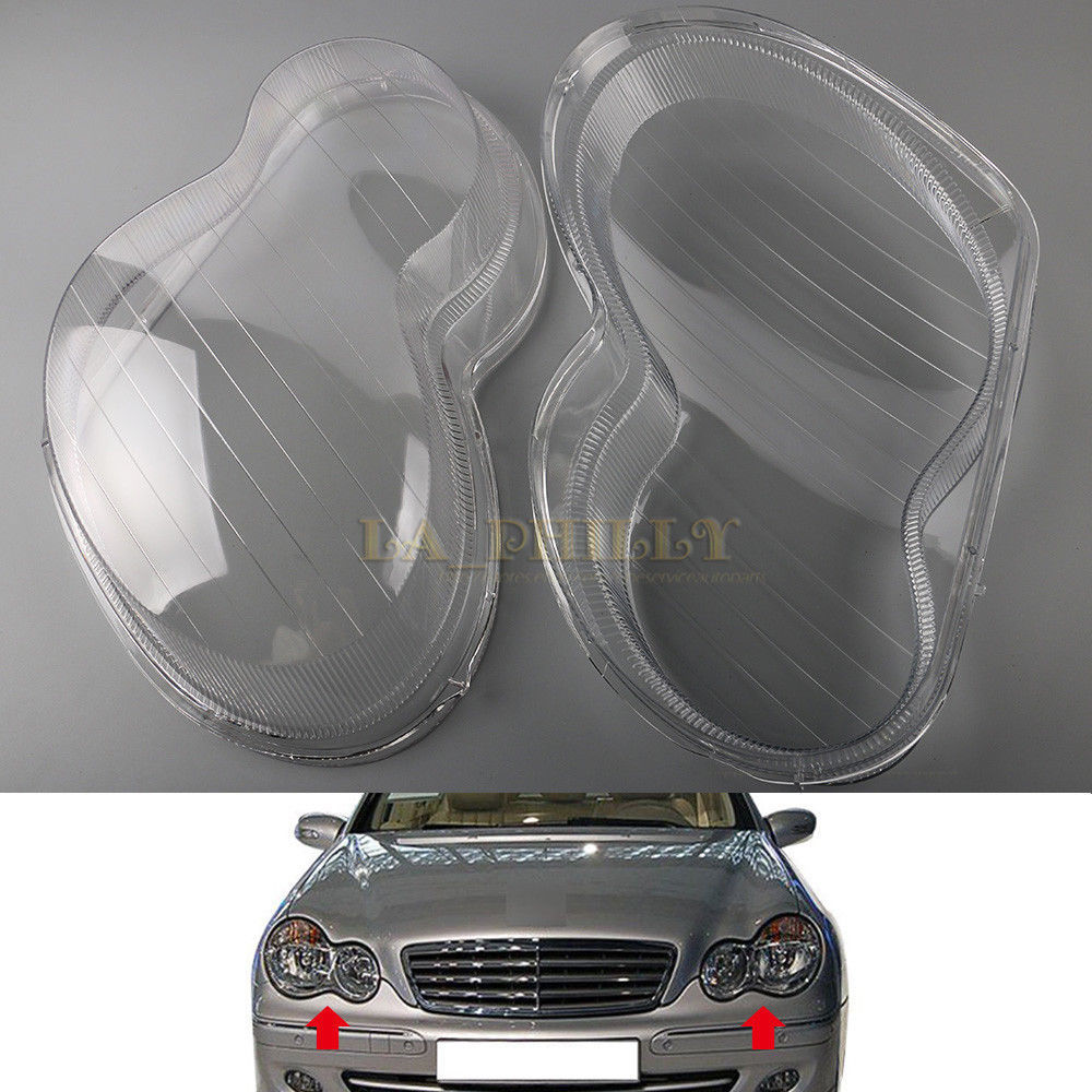 ya 13 5.27.2 Pair Headlight Headlamp Clear Lens Cover for Mercedes-Benz W203 C-Class 01-07