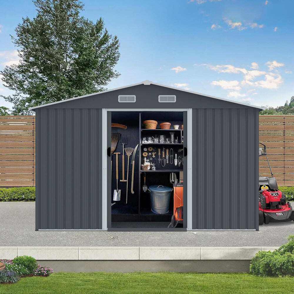 ya 28 8x 10 FT Outdoor Storage Shed Large Metal Tool Sheds,with Sliding Doors,Air Vent