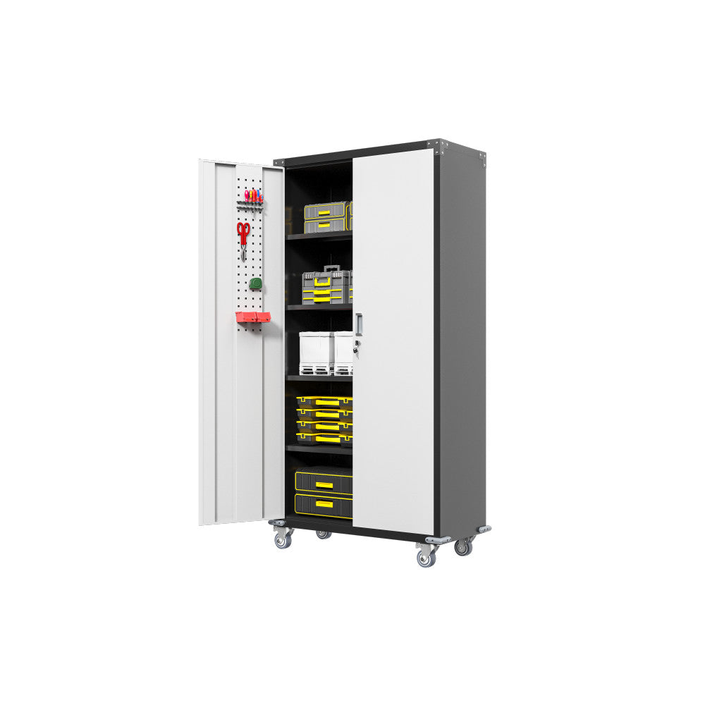 ya 28 Garage White Storage Cabinets with Locking Doors and 4 Adjustable Shelves