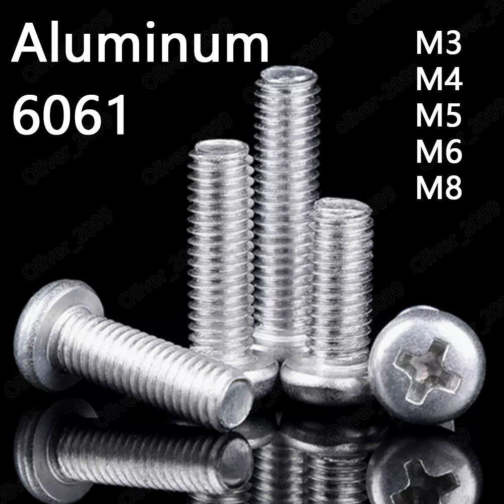 Aluminum Alloy 6061 Phillips Cross Pan Head Machine Screws Bolts M3 M4 M5 M6 M8
