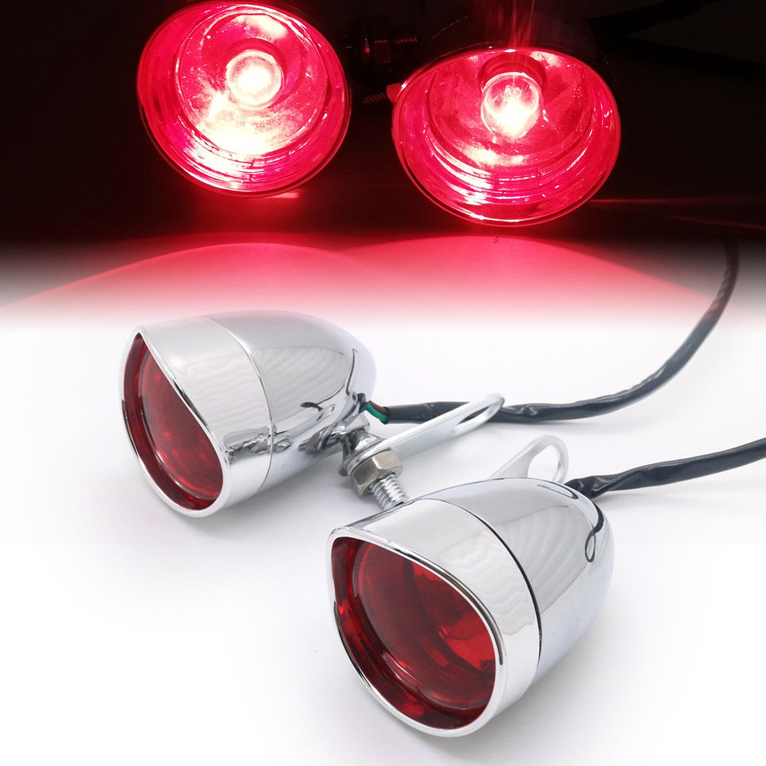 ya 3 6.25 Chrome Bullet Tail Brake Light W/ Rear Shock Bracket Cafe Racer Bobber Chopper