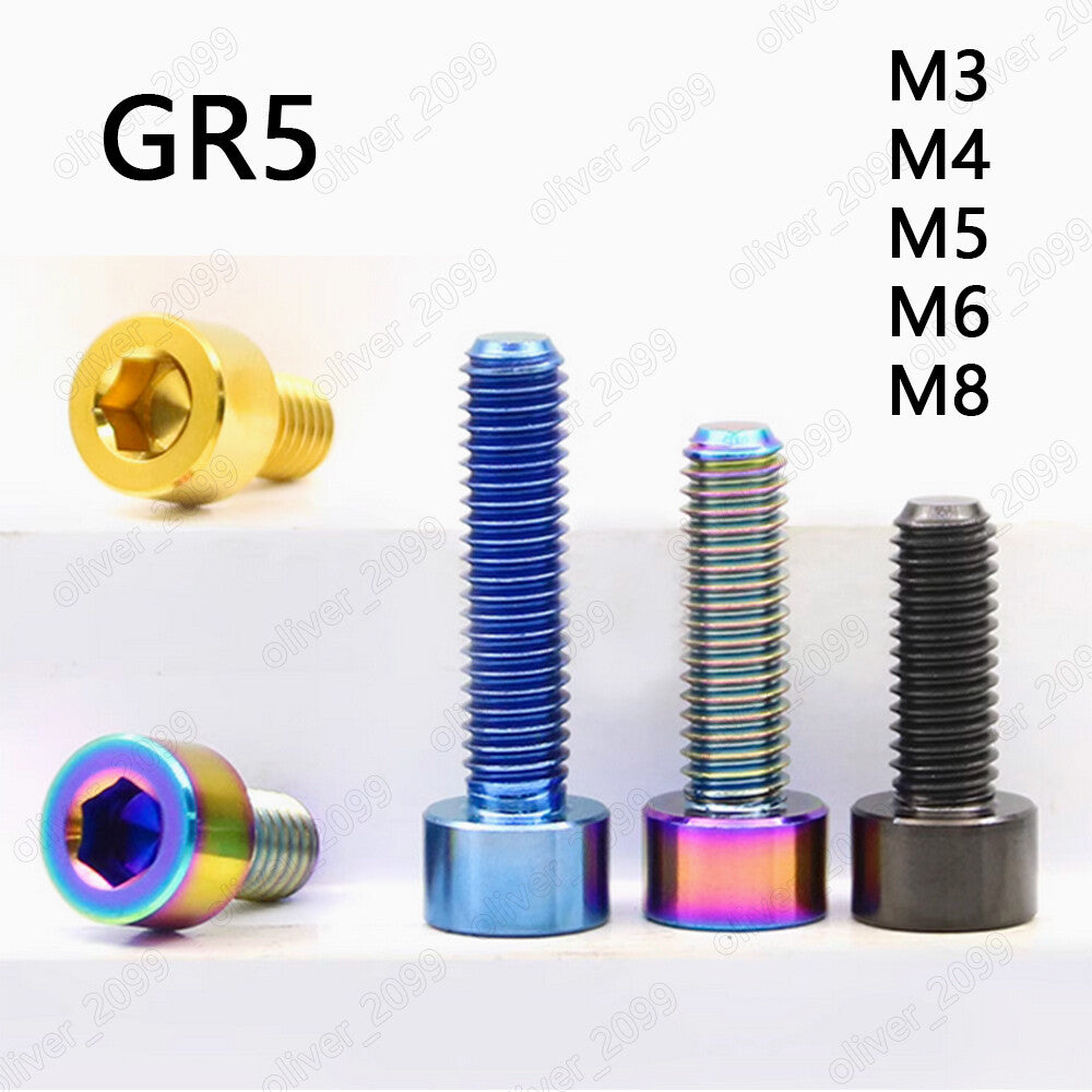 Colorful GR5 Titanium Hex Socket Bolts Cap Head Screws M3/M4/M5/M6/M8