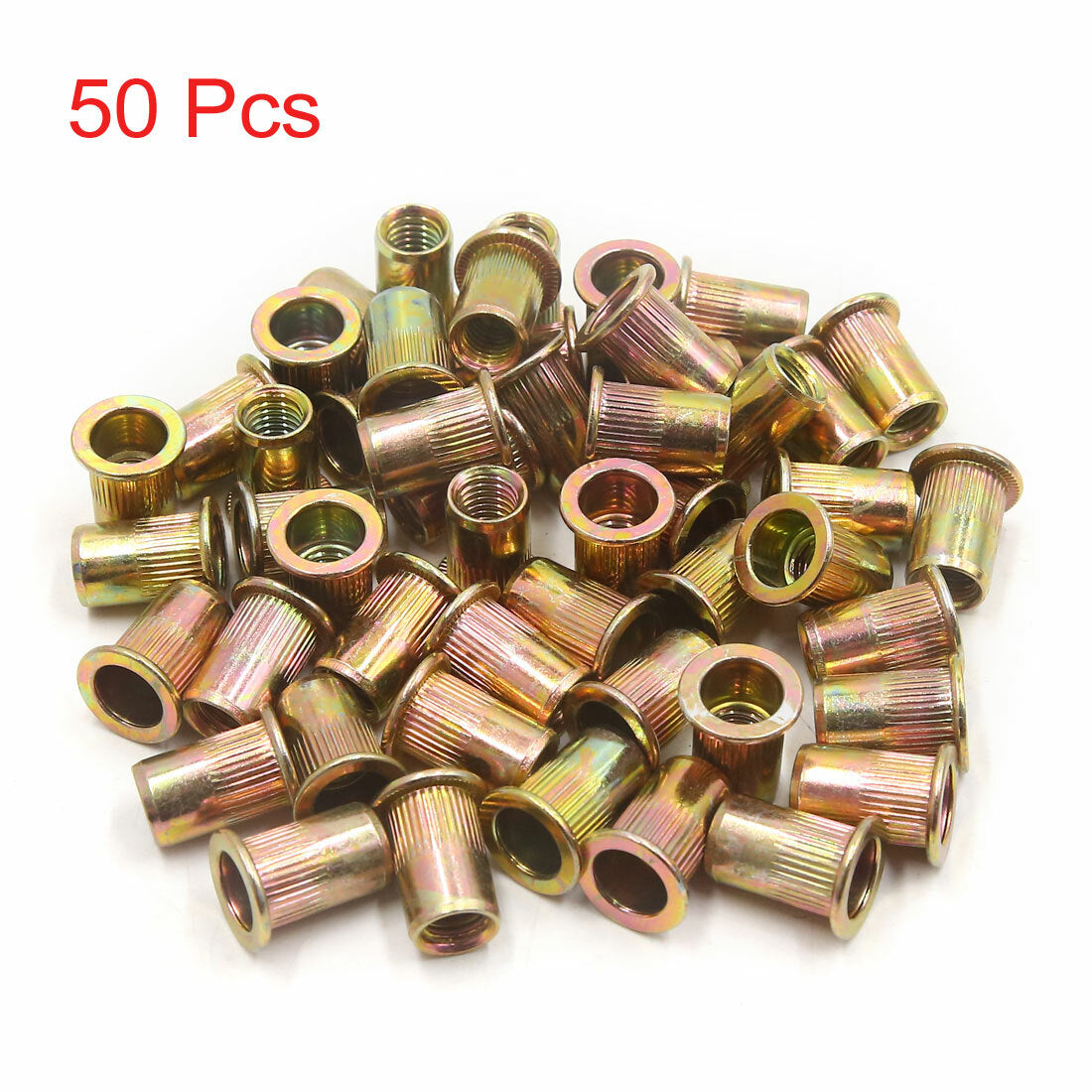 ya 2 7.15 50Pcs M6 Zinc Plated Carbon Steel Car Rivet Nut Flat Head Thread Insert
