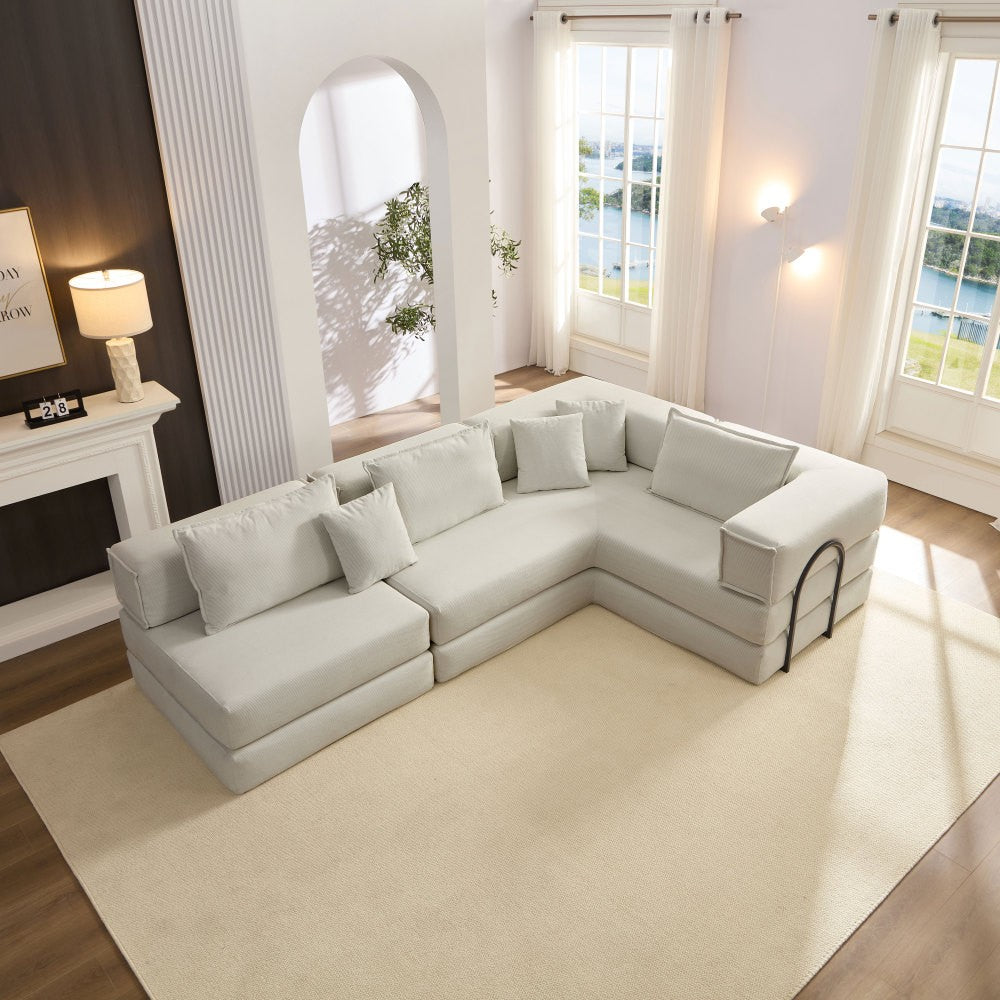 ya 28 118.2 Oversized Modular Sofa Set - 6 Pillows,for Living Room,Light Grey