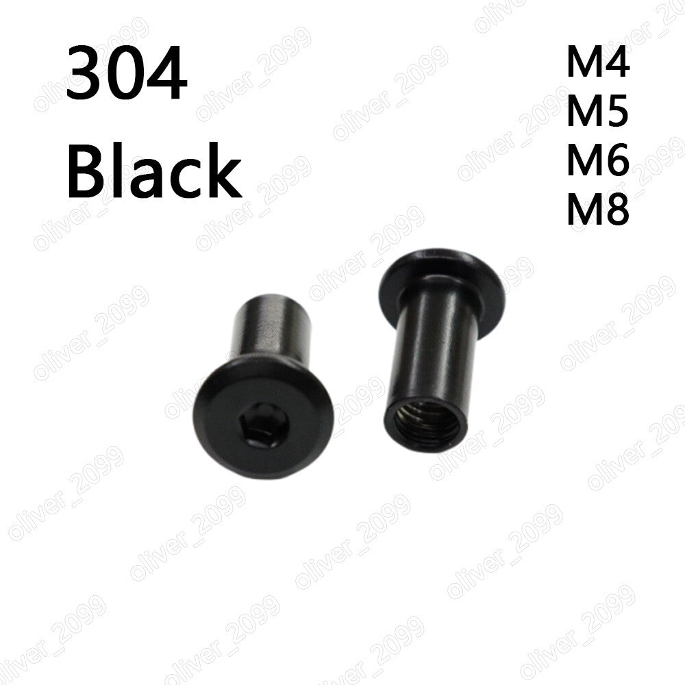 Black 304 Stainless Steel Rivet Nuts Hex Socket Furniture Connector Cap Nuts