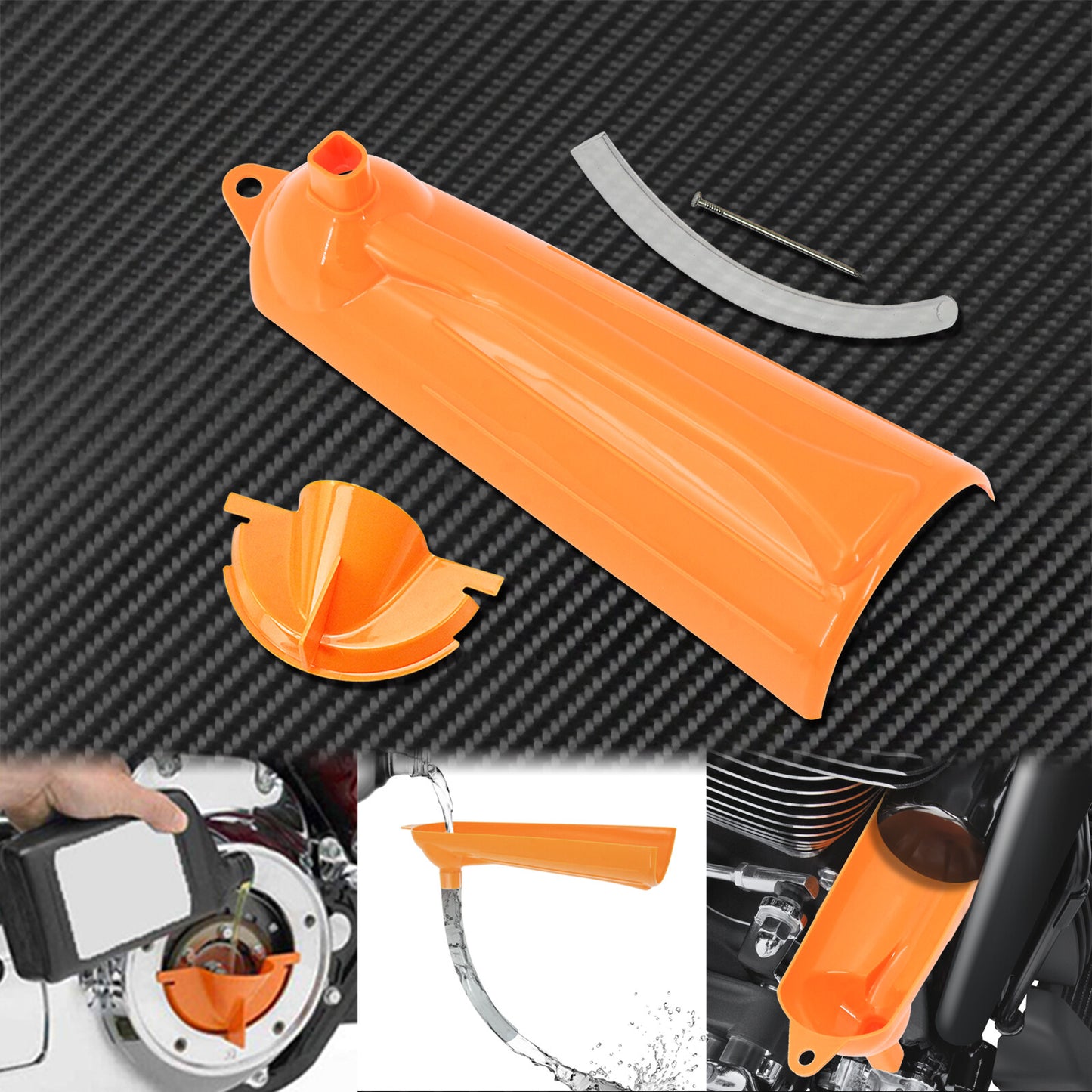 ya 1 6.30 Primary Case + Transmission Crankcase Fill Oil Funnel Set Orange Fit For Touring