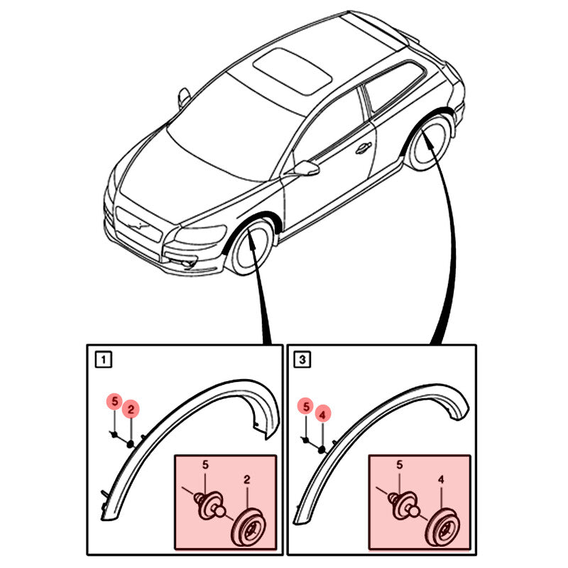 ya 5 8.7 Fender wheel arch cover decorative clip 10 pieces set suitable for some for Volvo C30 B4204S3 engine