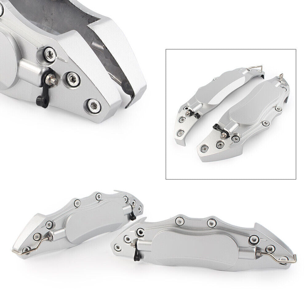 ya 10 5.28 2x Car 3D Metal Brake Caliper Covers Universal Front & Rear Large Silver