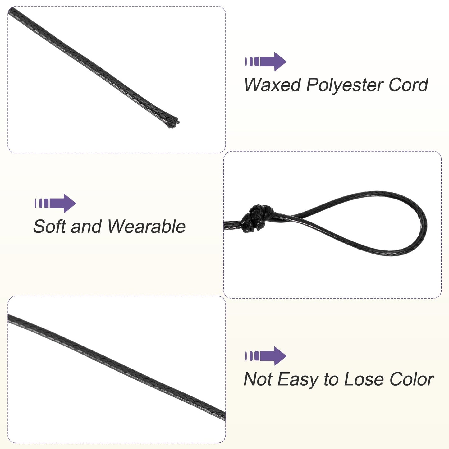 ya 5 8.7 Black 1mm Waxed Cord 11 Yard Wax Bead Thread String for Jewelry Make