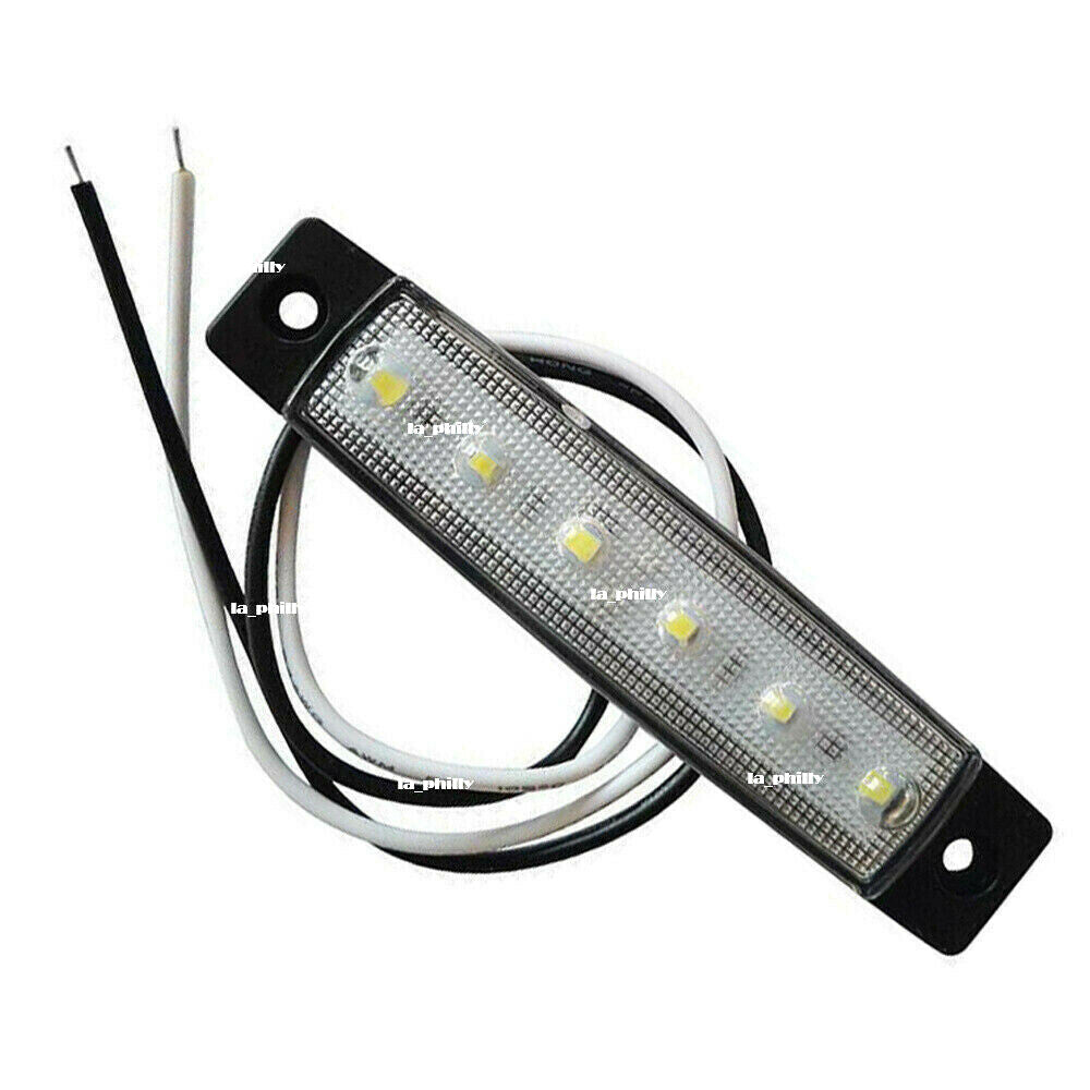 ya 4 6.21 2Pcs 24V 6LED Side Marker Indicators Lights Lamps Truck Trailer Bus Lorry-White
