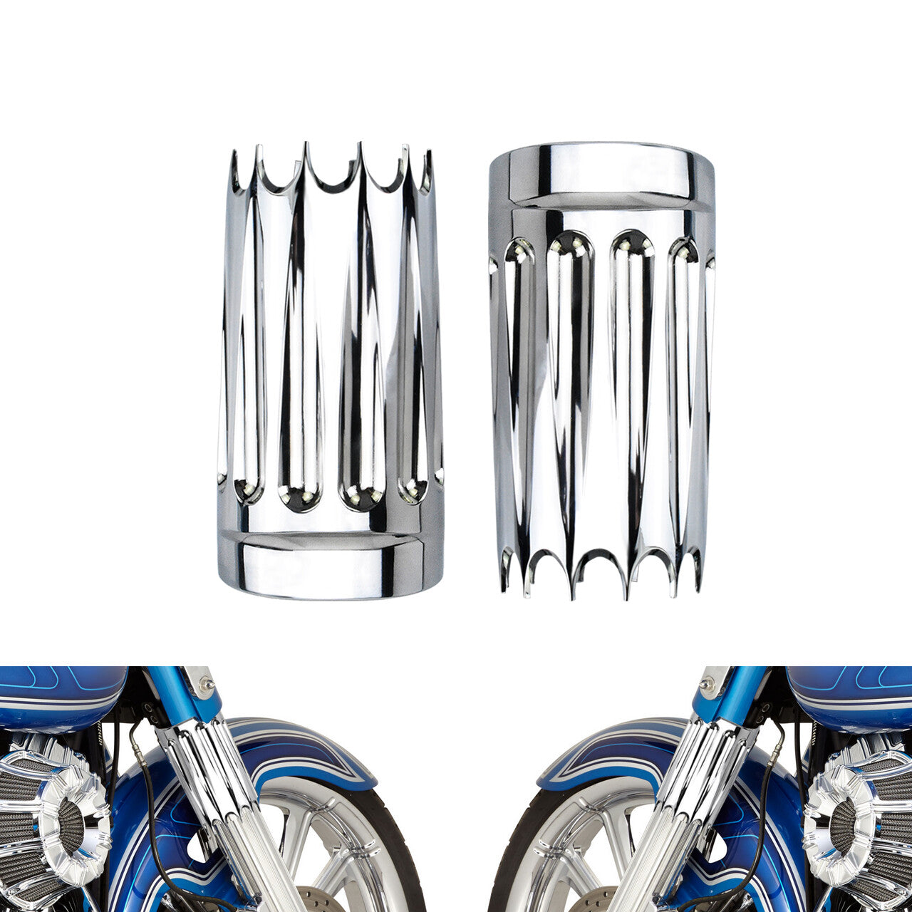 ya 3 6.23 Chrome CNC Slider Fork Cover Fit for Harley Touring Electra Road Glide 1984-2023