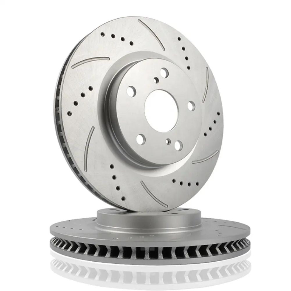 ya 5 8.7 Front Drilled & Slotted Rotors + Ceramic Pads for BMW 328i 2010-2013