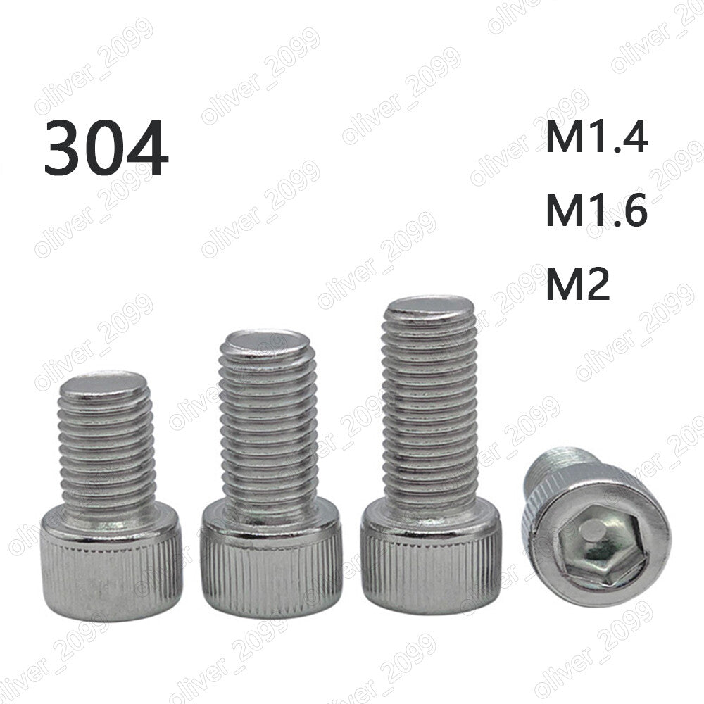 304 Stainless Steel DIN912 Hex Socket Bolts Cap Head Screws M1.4 M1.6 M2
