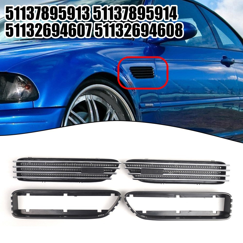ya 3 6.23 Silver Black Side Grill Fender Vent Grille for for BMW E46 For M3 2001-2006