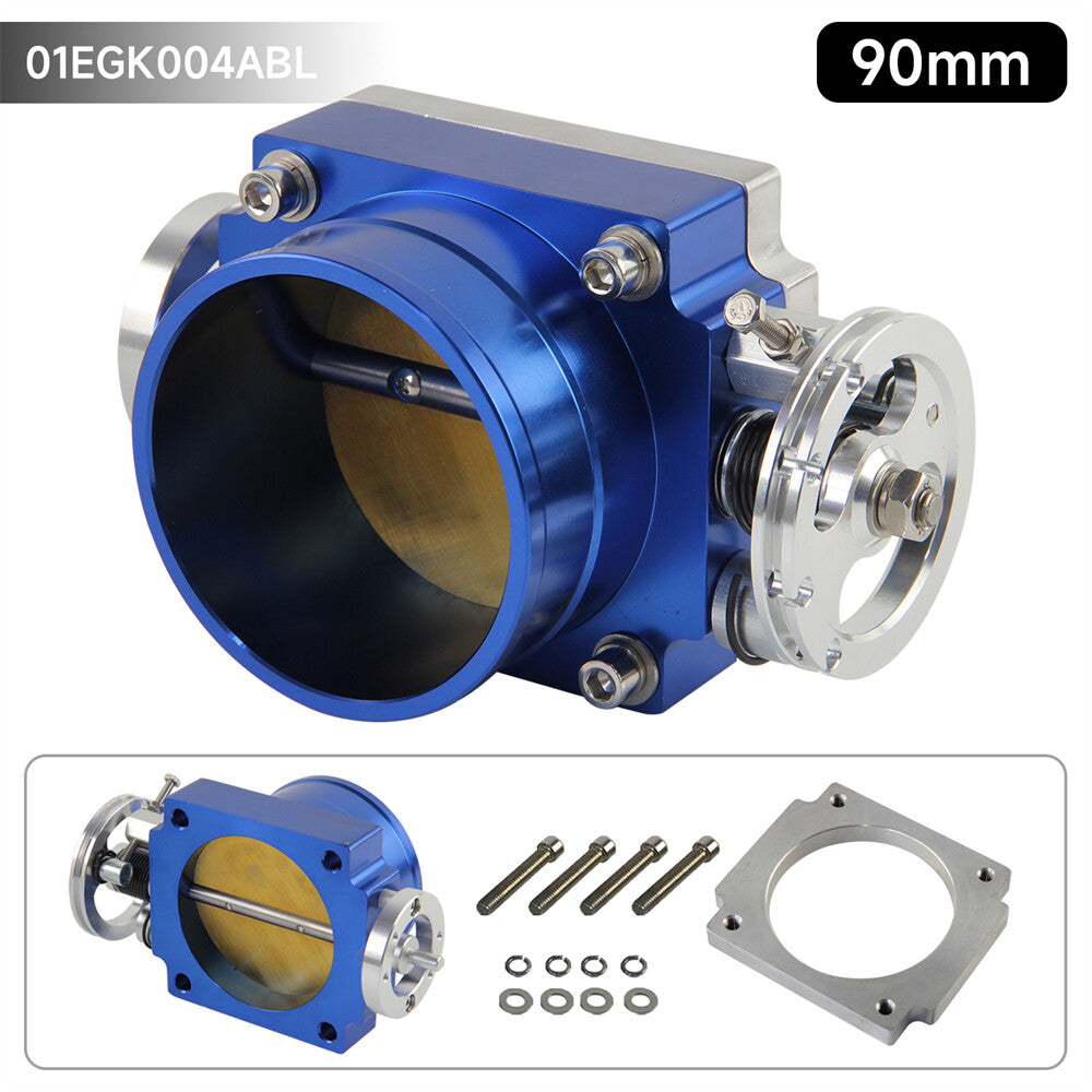 ya 27 7.20 Alloy Aluminum Universal CNC Billet Intake 90mm Throttle Body High Flow Blue